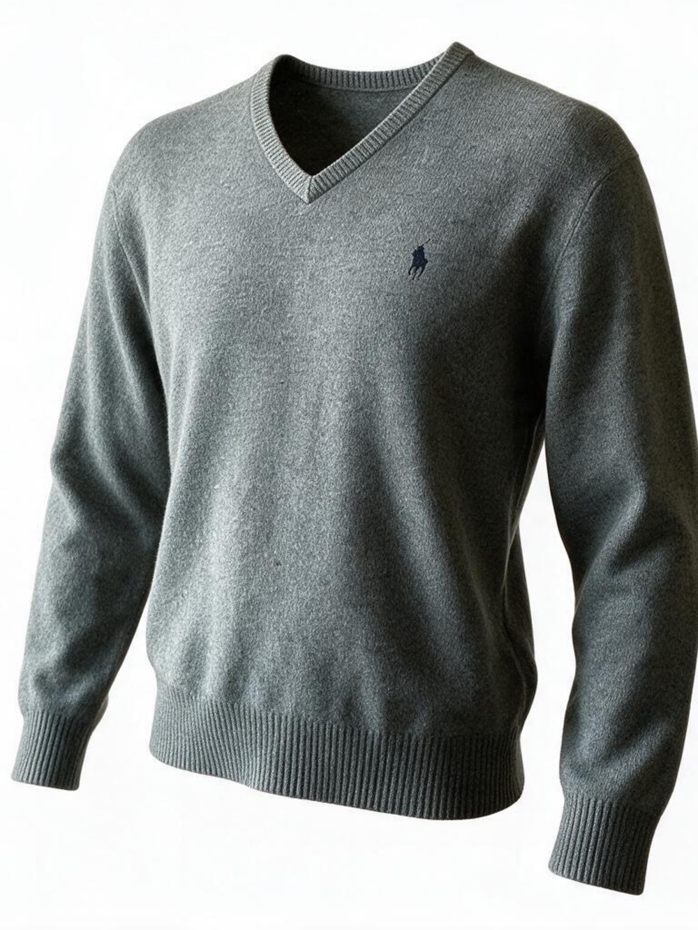 Polo Ralph Lauren Men's V-Neck Lambswool Sweater | Marled Green Hues | Size L